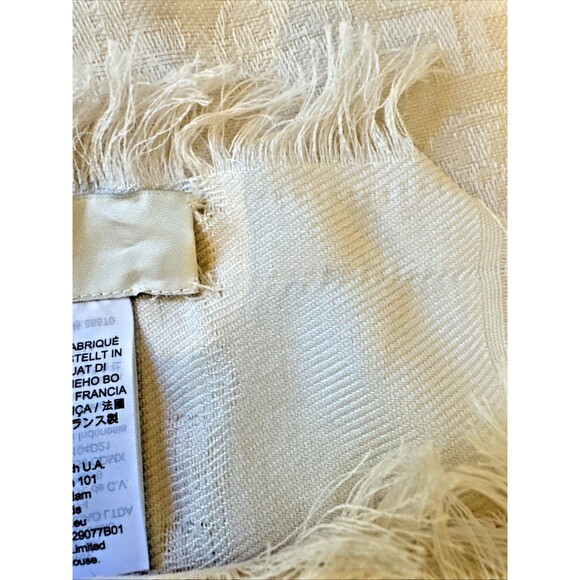 NWT Tory Burch T Monogram Jacquard Traveler Scarf Ivory Wool Silk Blend - Picture 10 of 13